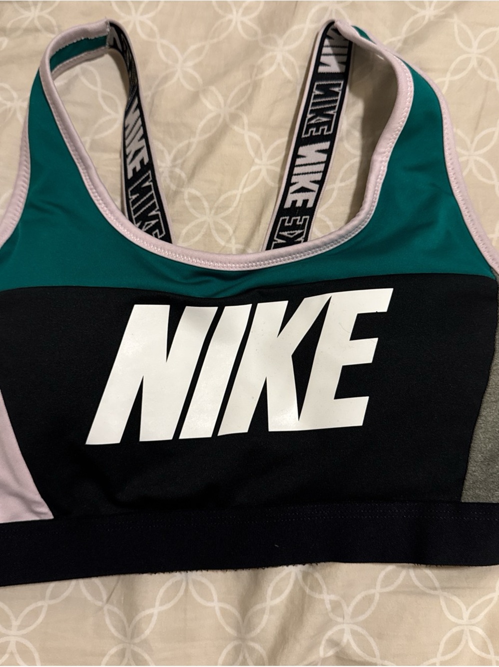 Nike green Black White Colorblock Sports Bra